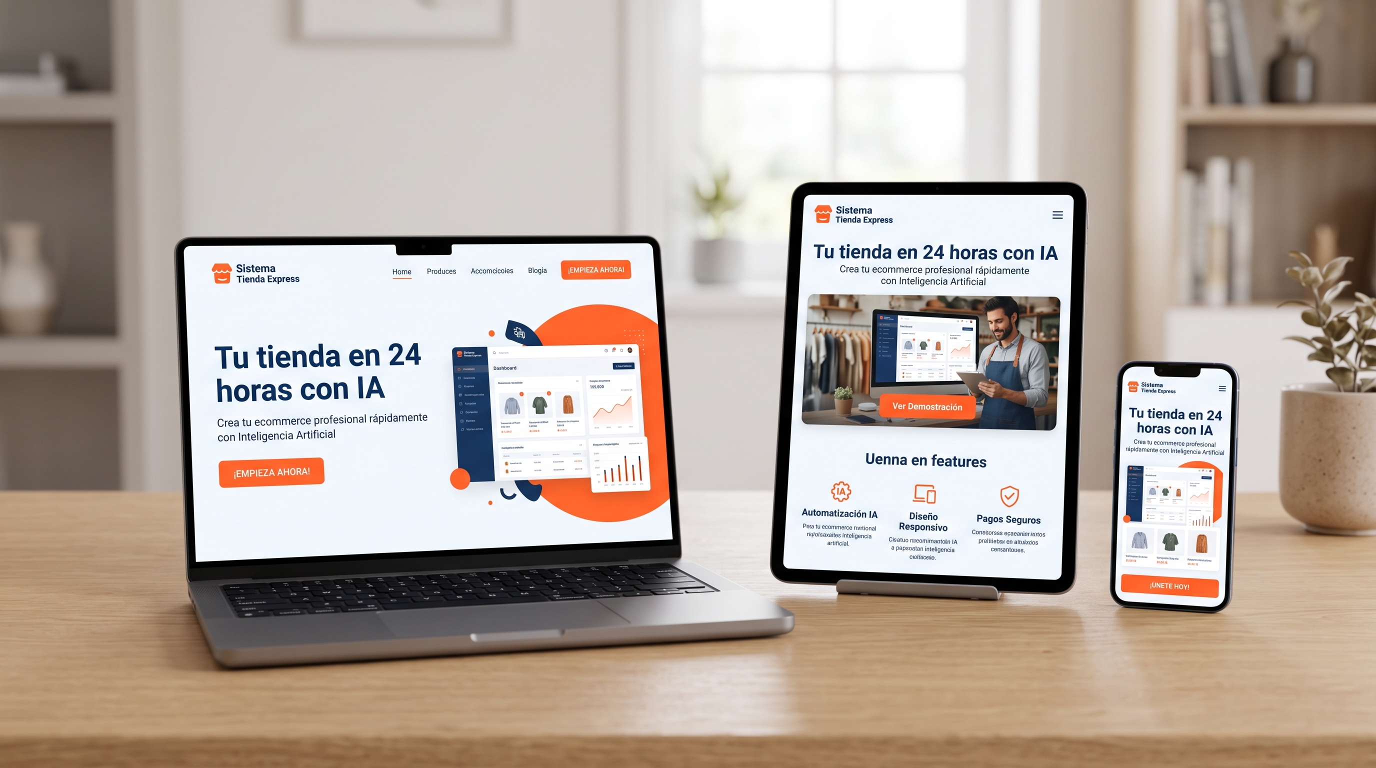 Sistema Tienda Express en varios dispositivos