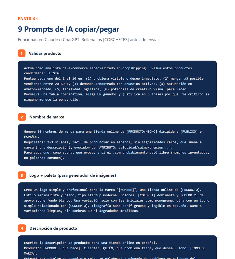 Página de prompts de IA