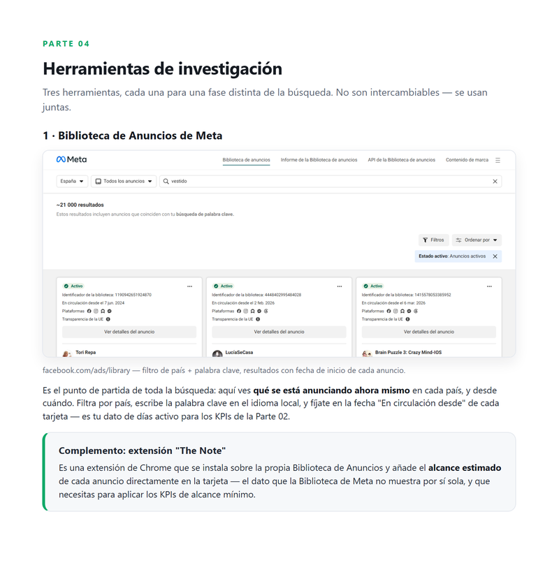 Página de la Biblioteca de Anuncios de Meta